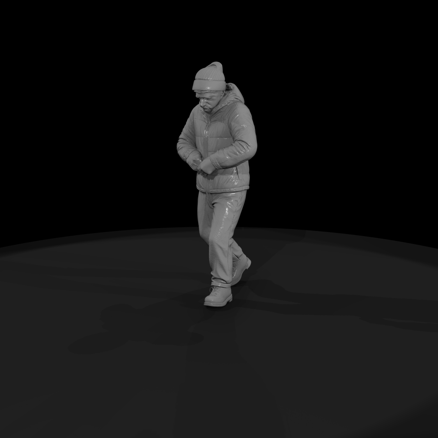 Seated Camper in Sleeping Bag — Modern Figure