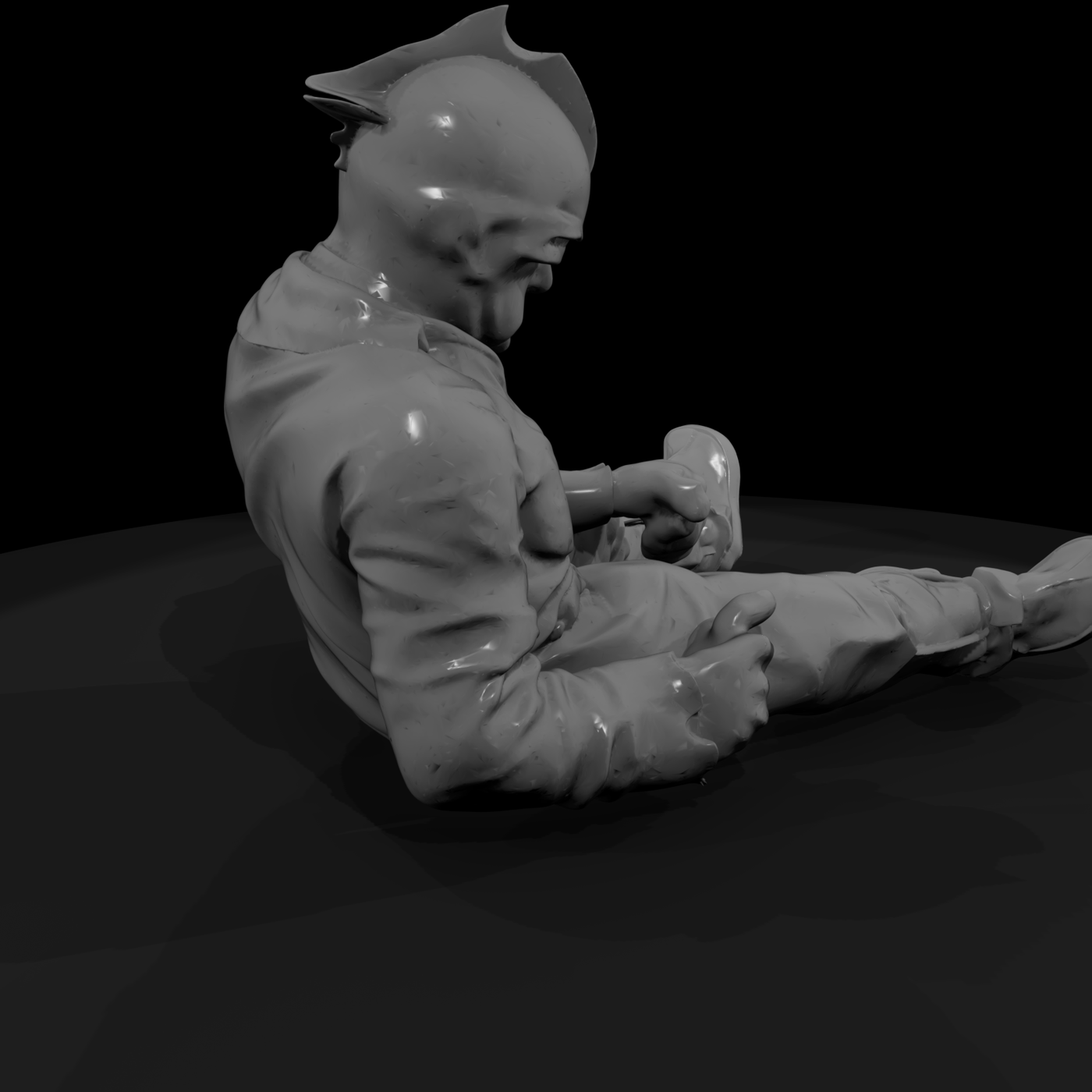 Seated Medieval Knight Miniature on Grassy Base
