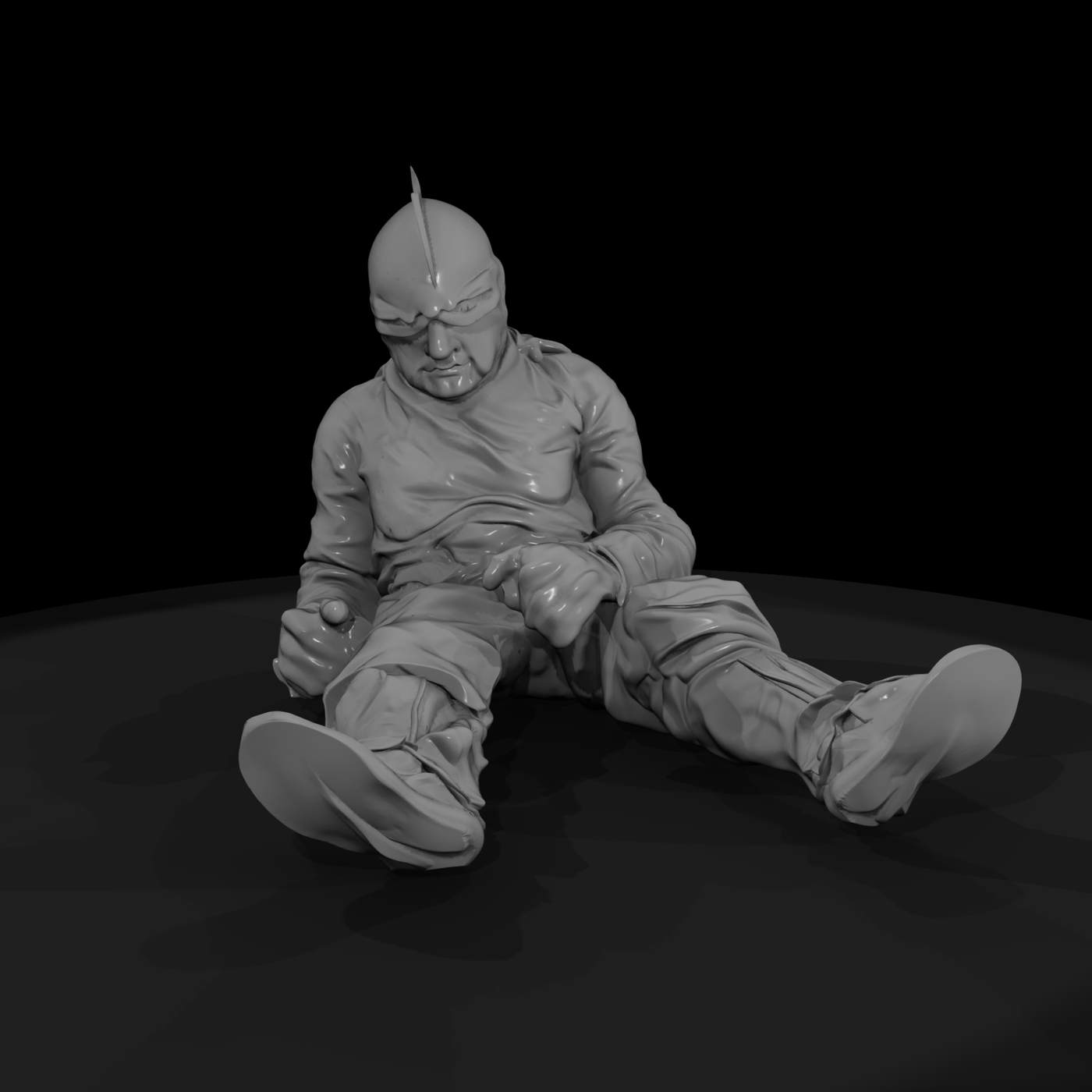 Seated Medieval Knight Miniature on Grassy Base