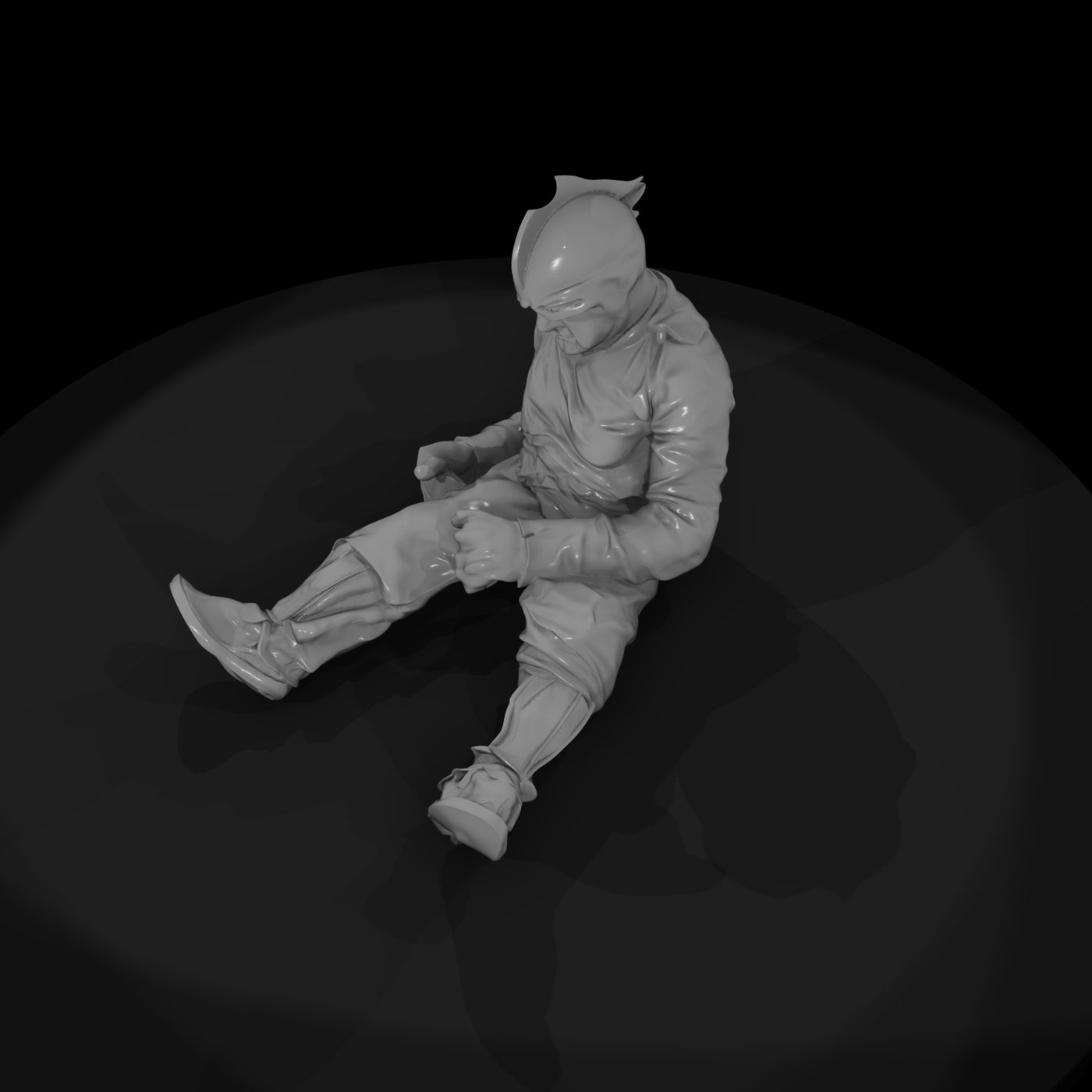 Seated Medieval Knight Miniature on Grassy Base