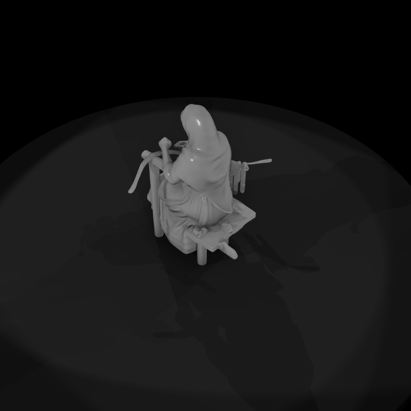 Seated Medieval Weaver Woman