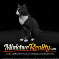 Seated Tuxedo Cat & Railways miniature, three-quarter view — thumbnail 2