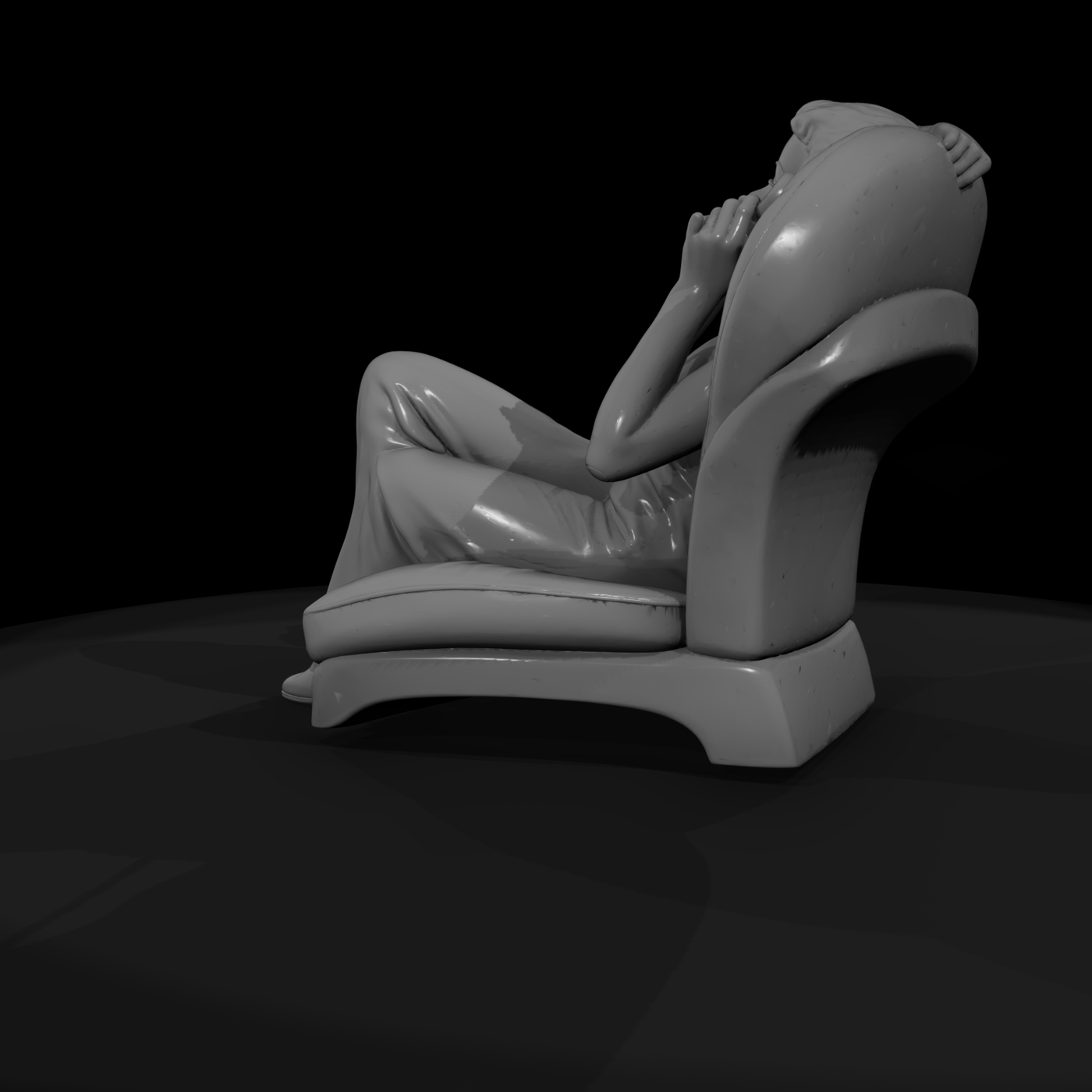 Seated Woman on Armchair with Rotary Phone — Digital STL Miniature