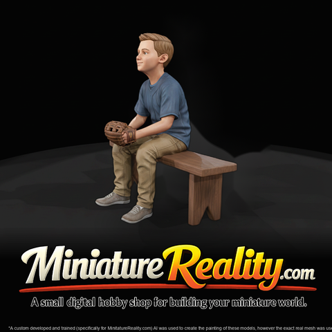Seated Young Boy on Bench