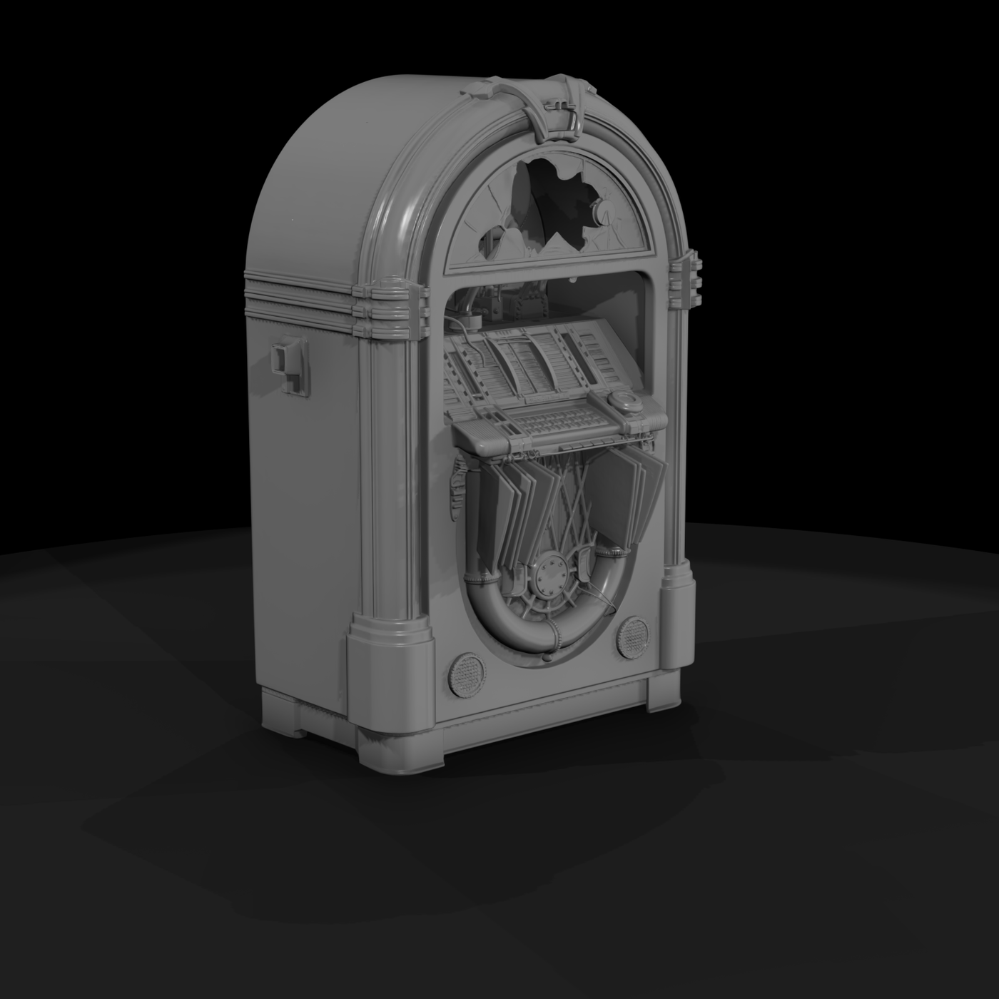 Smashed 1940s Wurlitzer-style Jukebox
