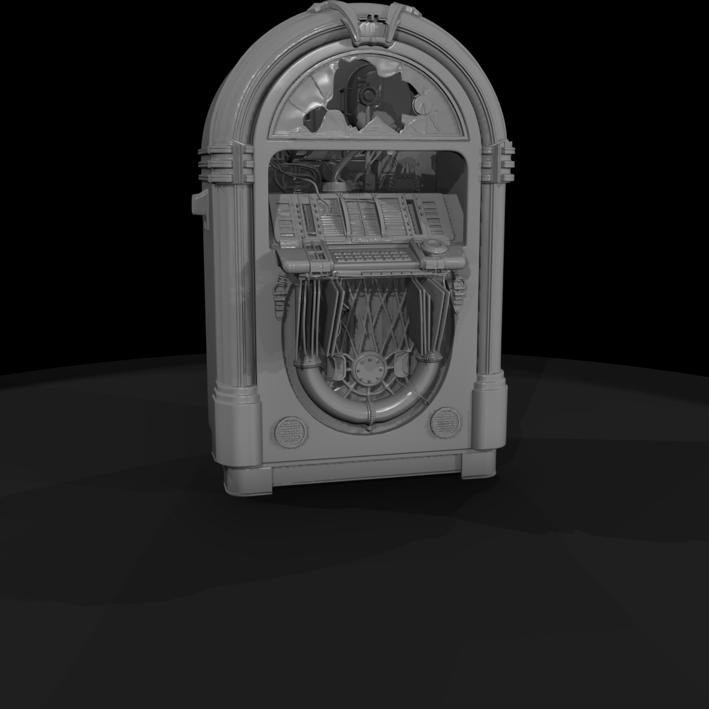 Smashed 1940s Wurlitzer-style Jukebox