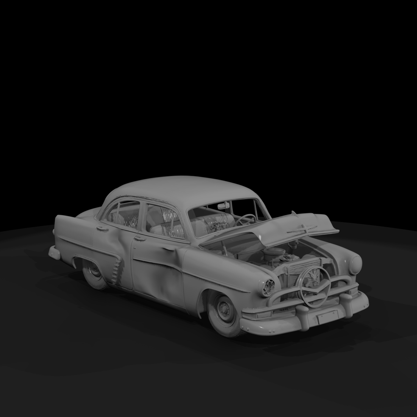 Wrecked 1950s Sedan