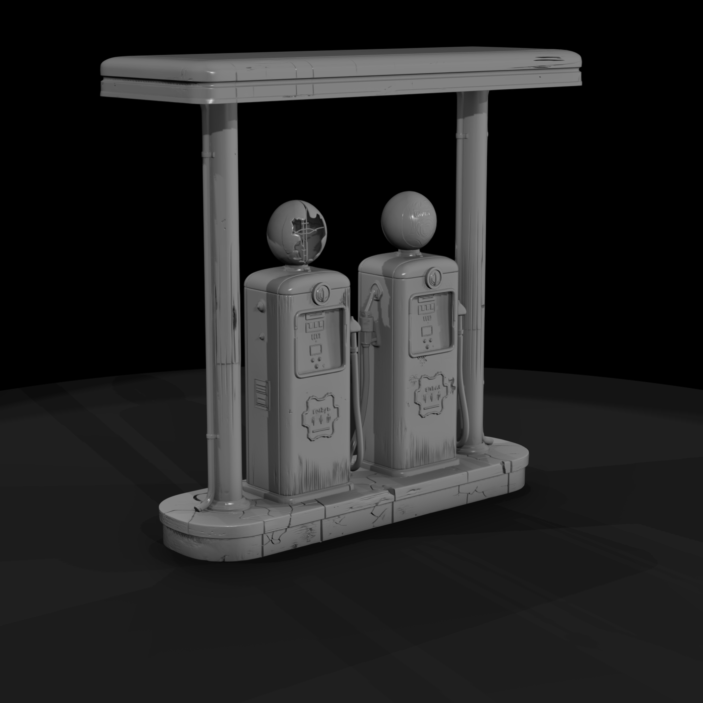 Twin Vintage Gas Pumps