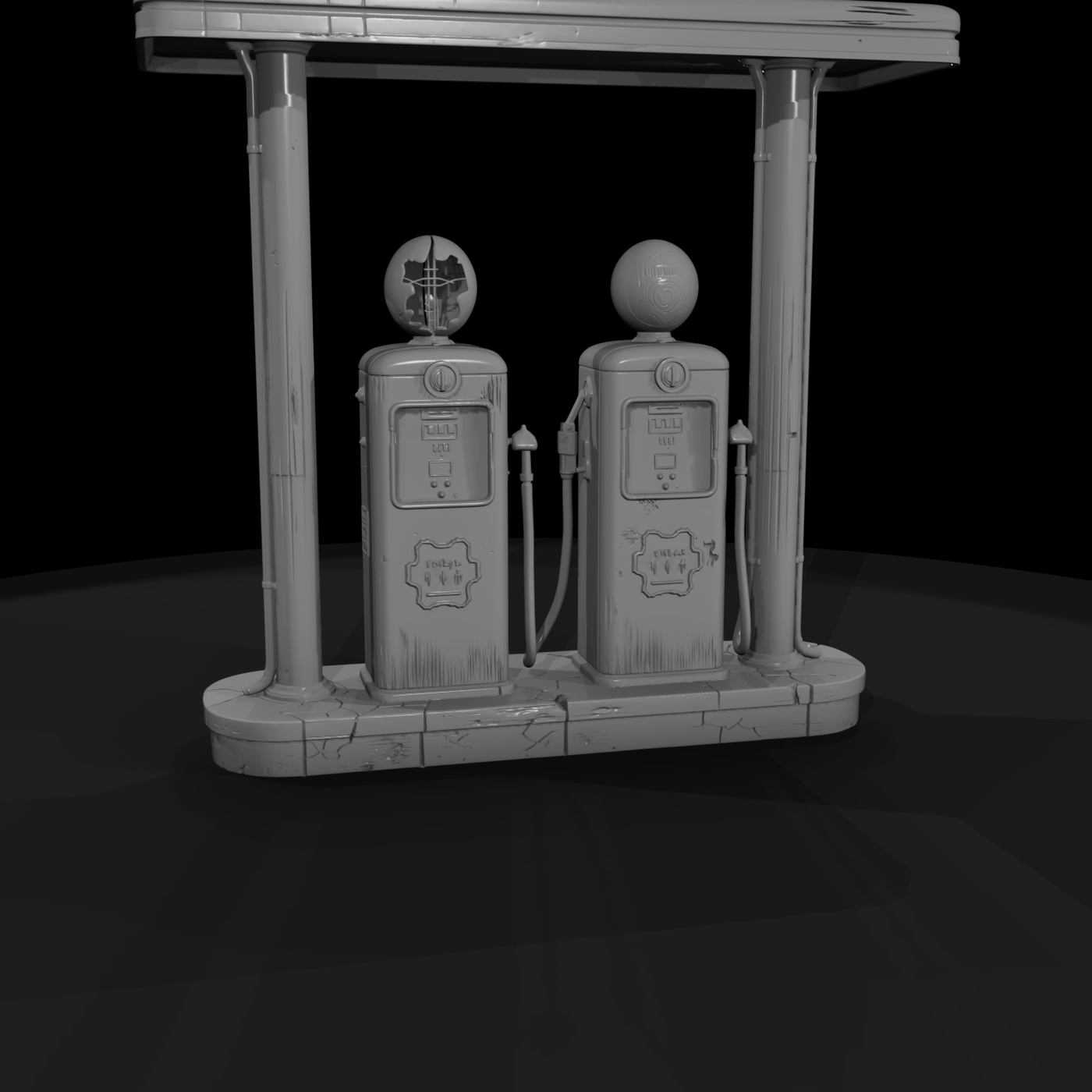 Twin Vintage Gas Pumps