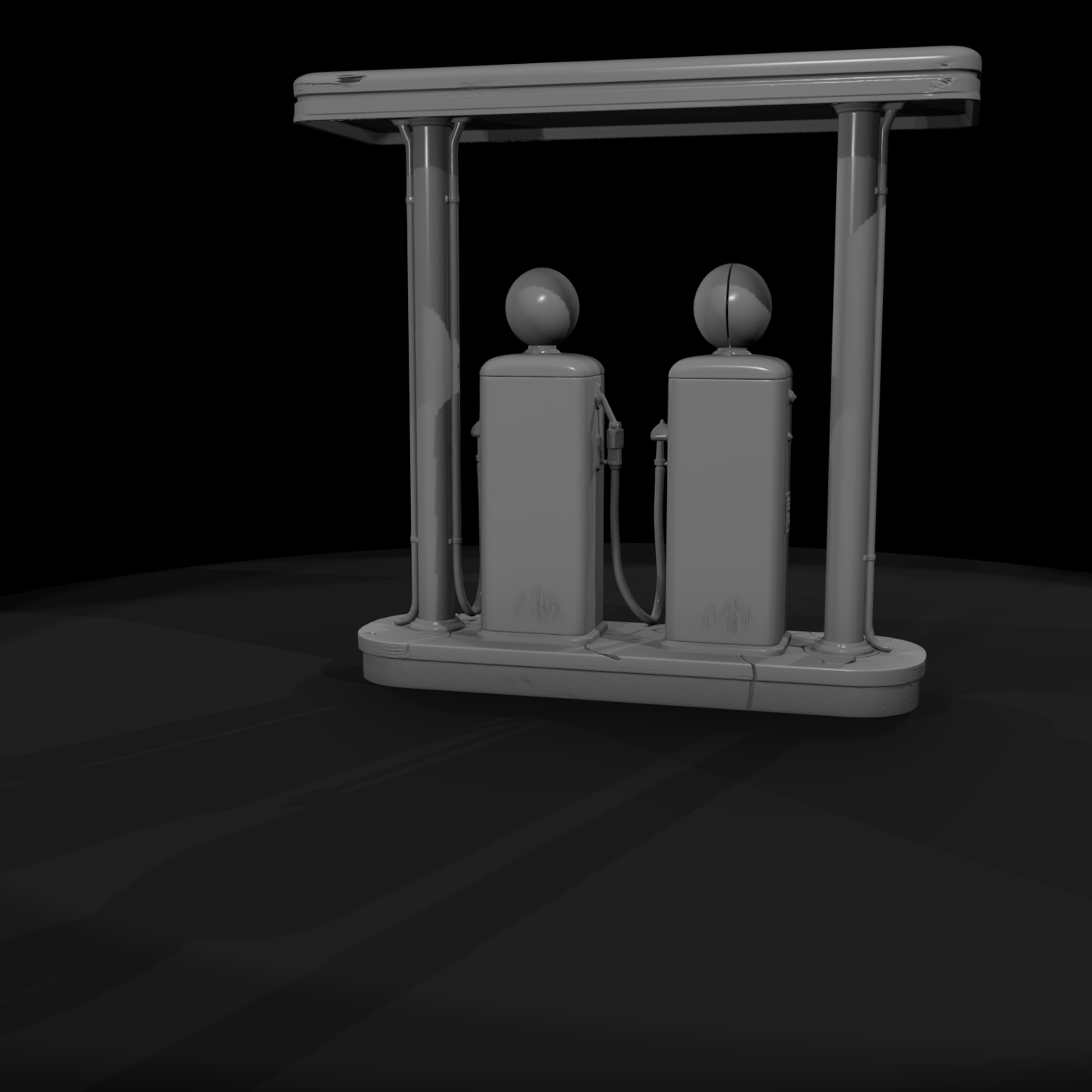 Twin Vintage Gas Pumps