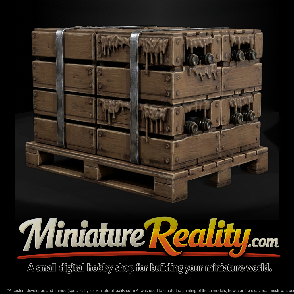 Stacked Crates on Pallet with Securing Straps