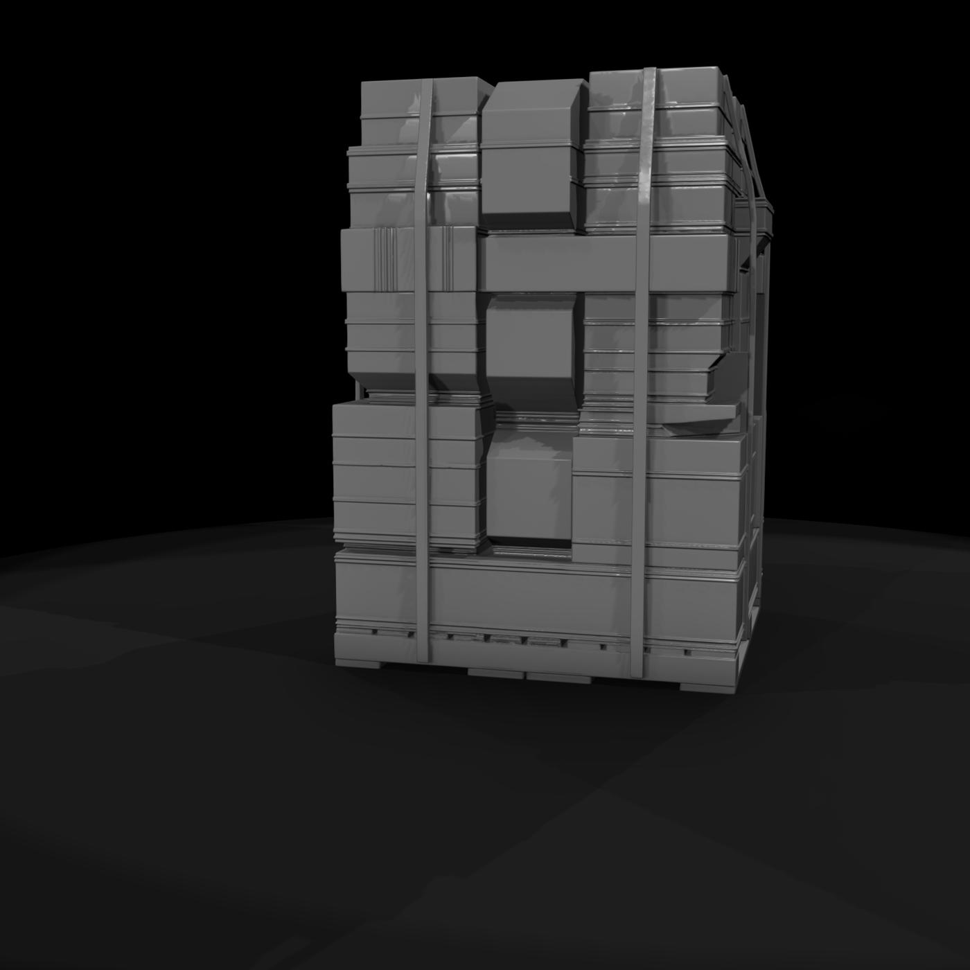 Stacked Pallet Cargo — Industrial Crates on Pallet
