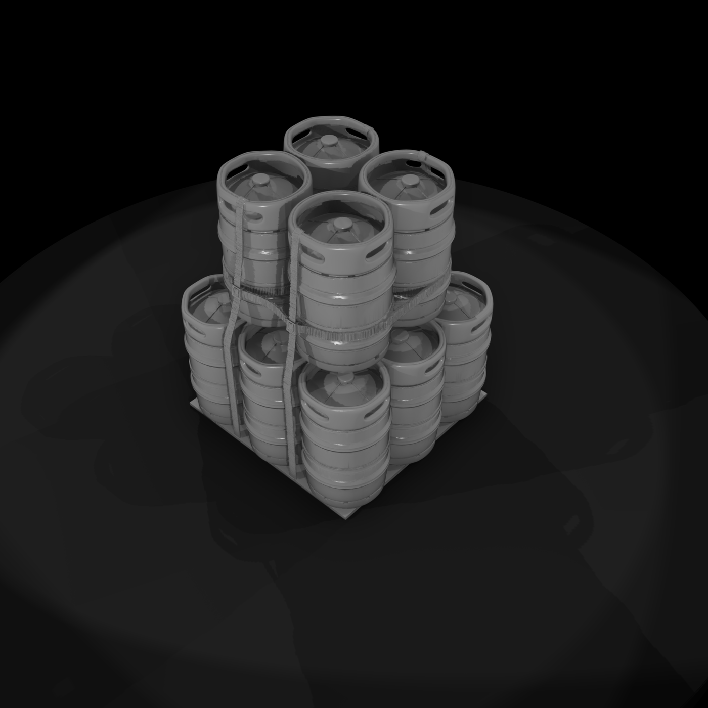 Stacked Pallet of Beer Kegs (3D Printable)