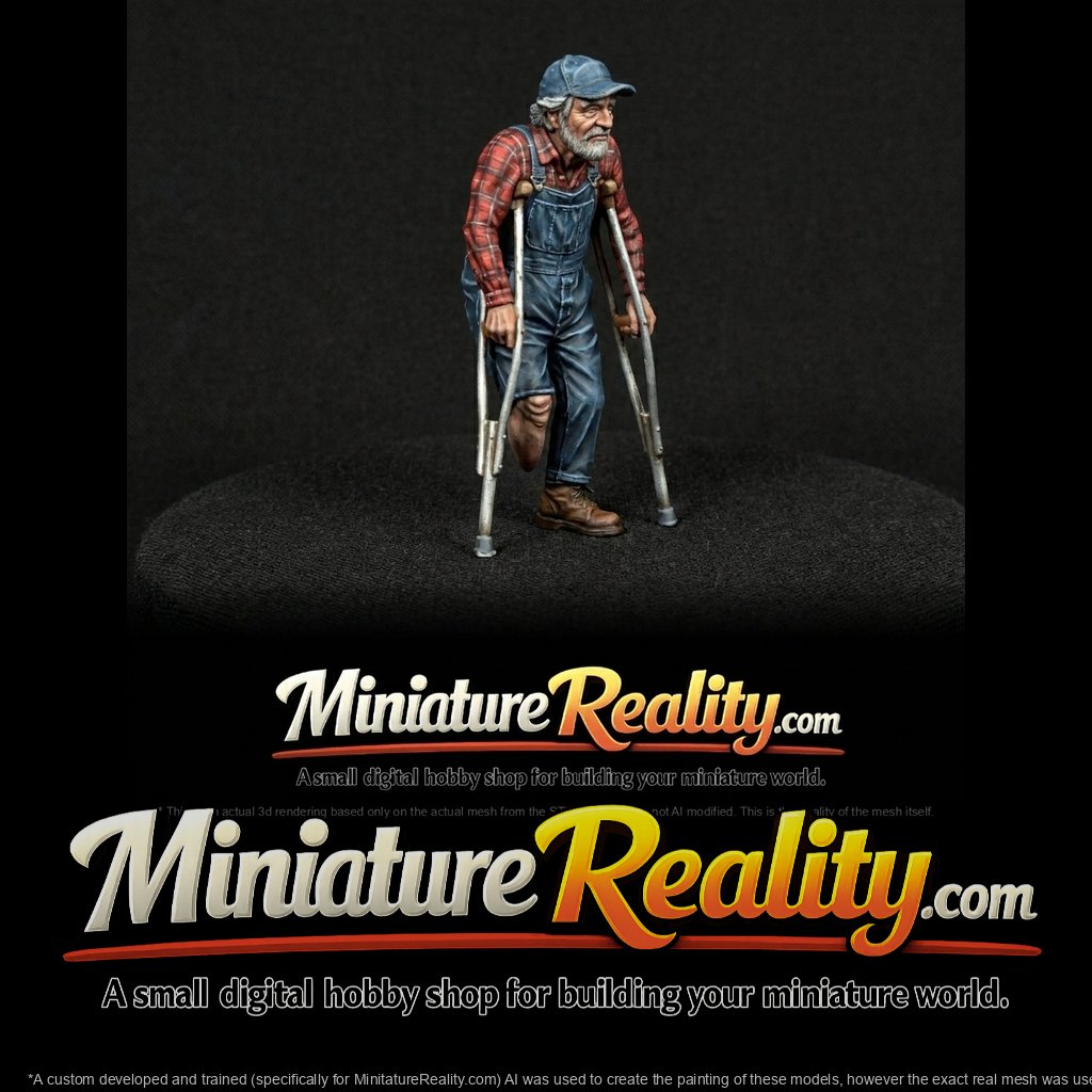 standing male figure on crutches