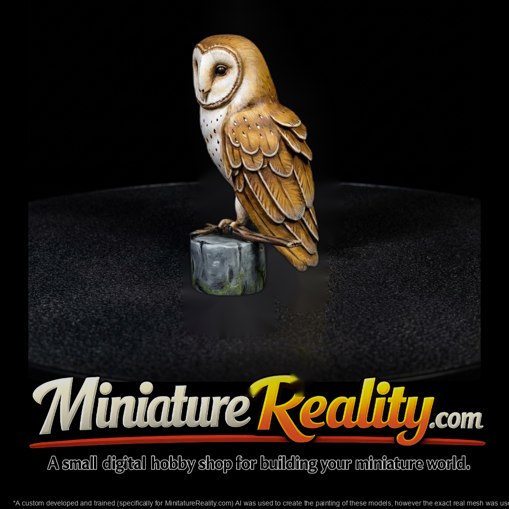 Stylized Barn Owl Miniature — Perched