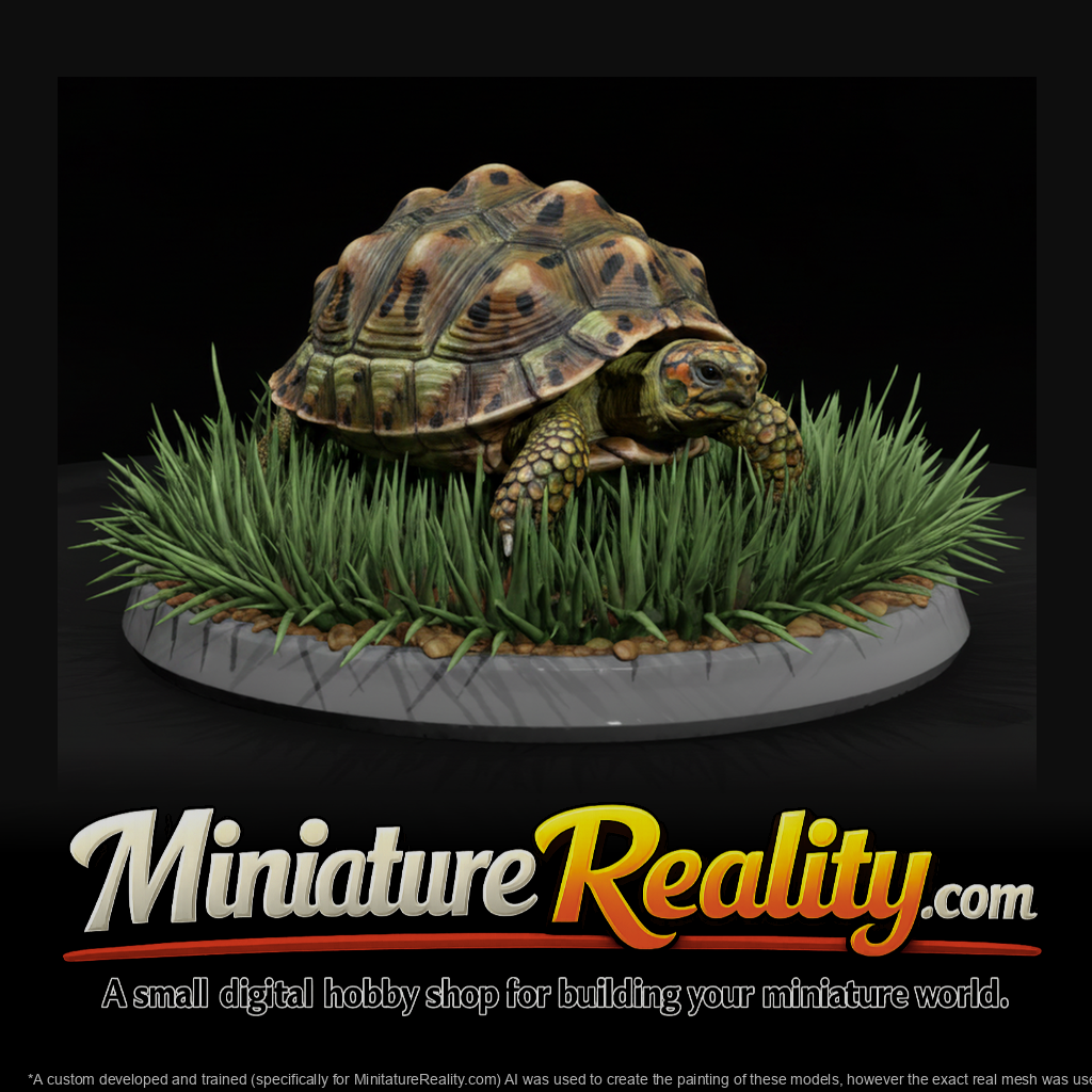 Stylized Box Tortoise miniature, three-quarter view