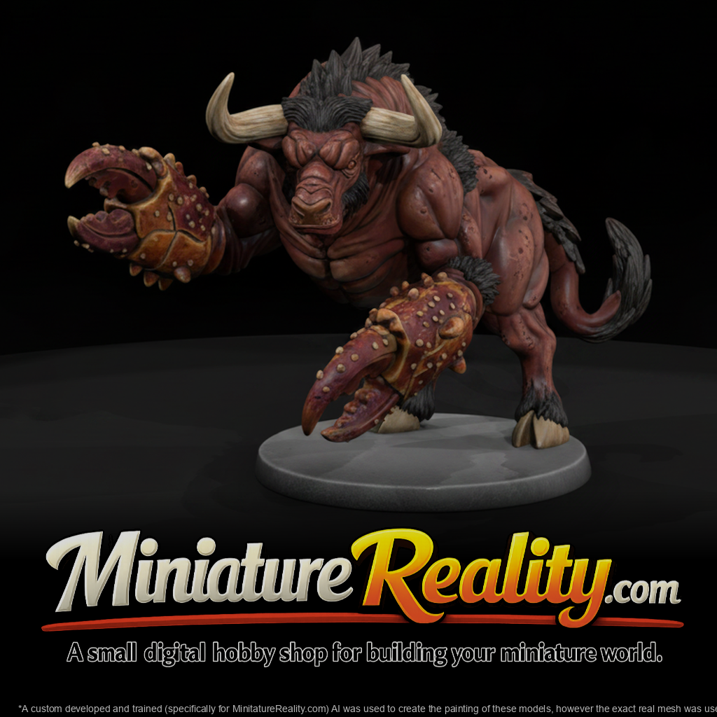 Stylized bull crab hybrid monster 5ZIRBCTM miniature, three-quarter view