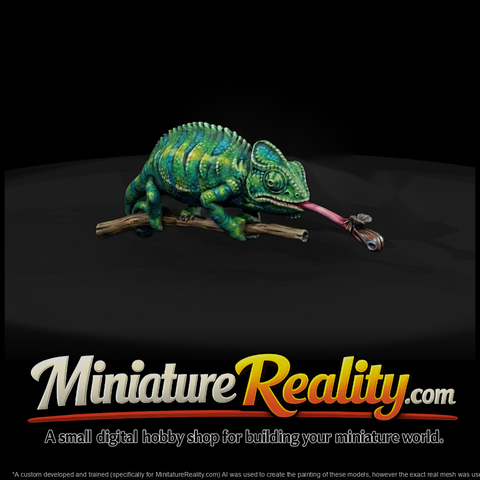 Stylized Chameleon on Branch — Figurine