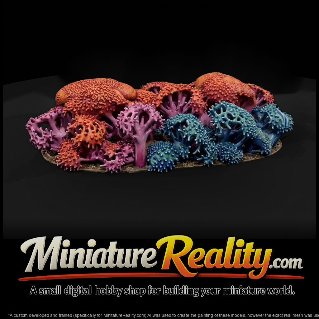 Stylized Coral Forest Miniature Base — 3D Printable