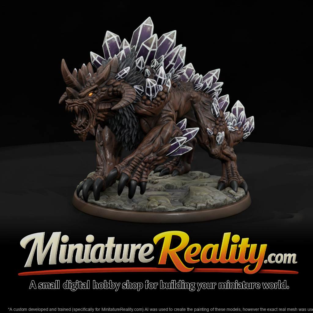 Stylized Crystal Spiked Feral Demon miniature, three-quarter view