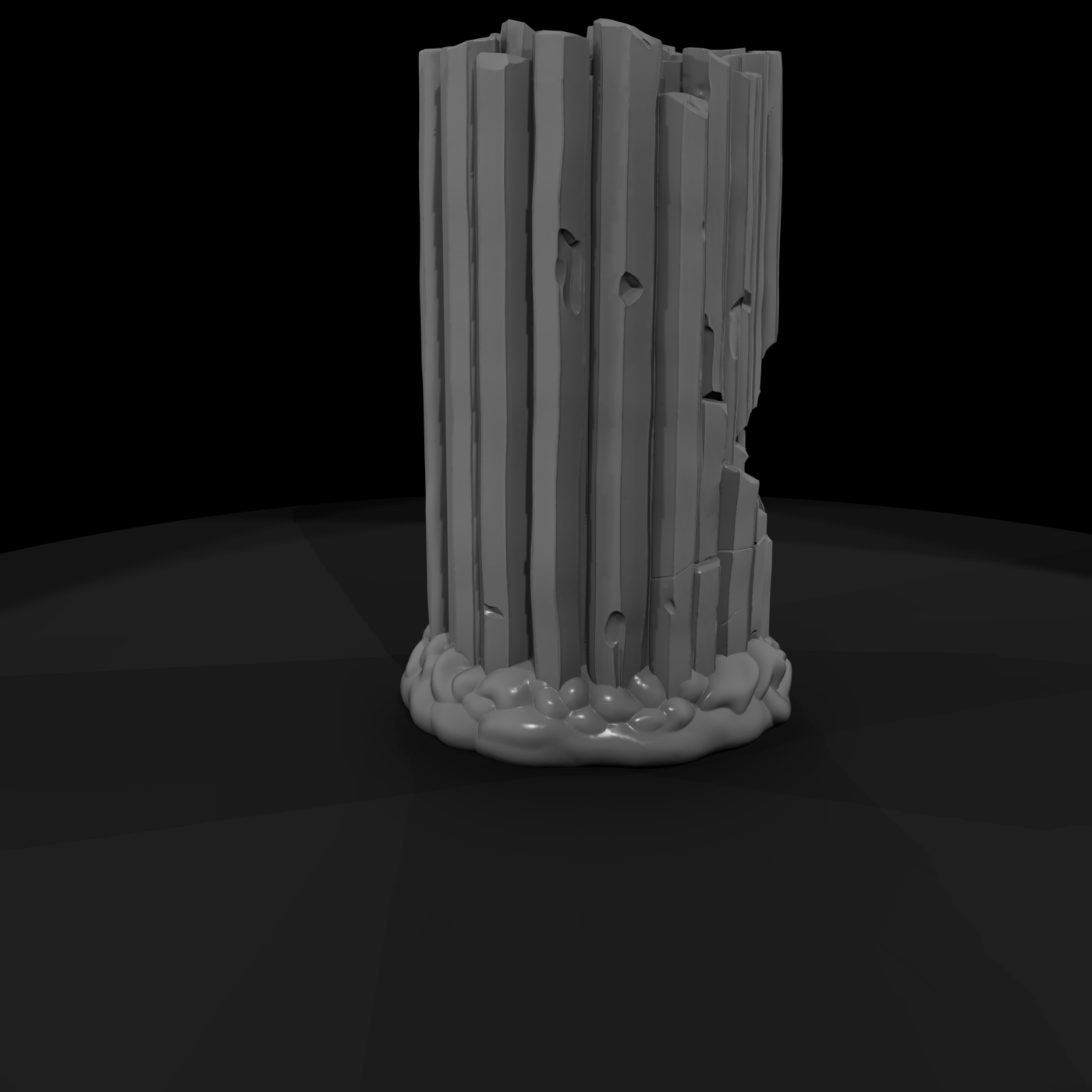 Stylized Damaged Columnar Basalt Pillar