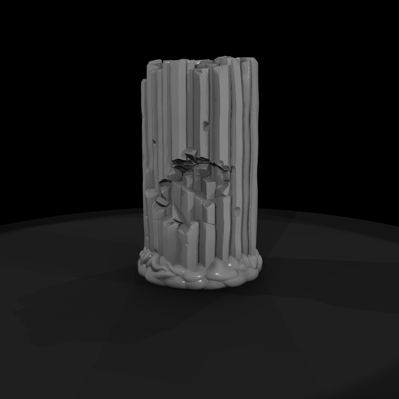 Stylized Damaged Columnar Basalt Pillar