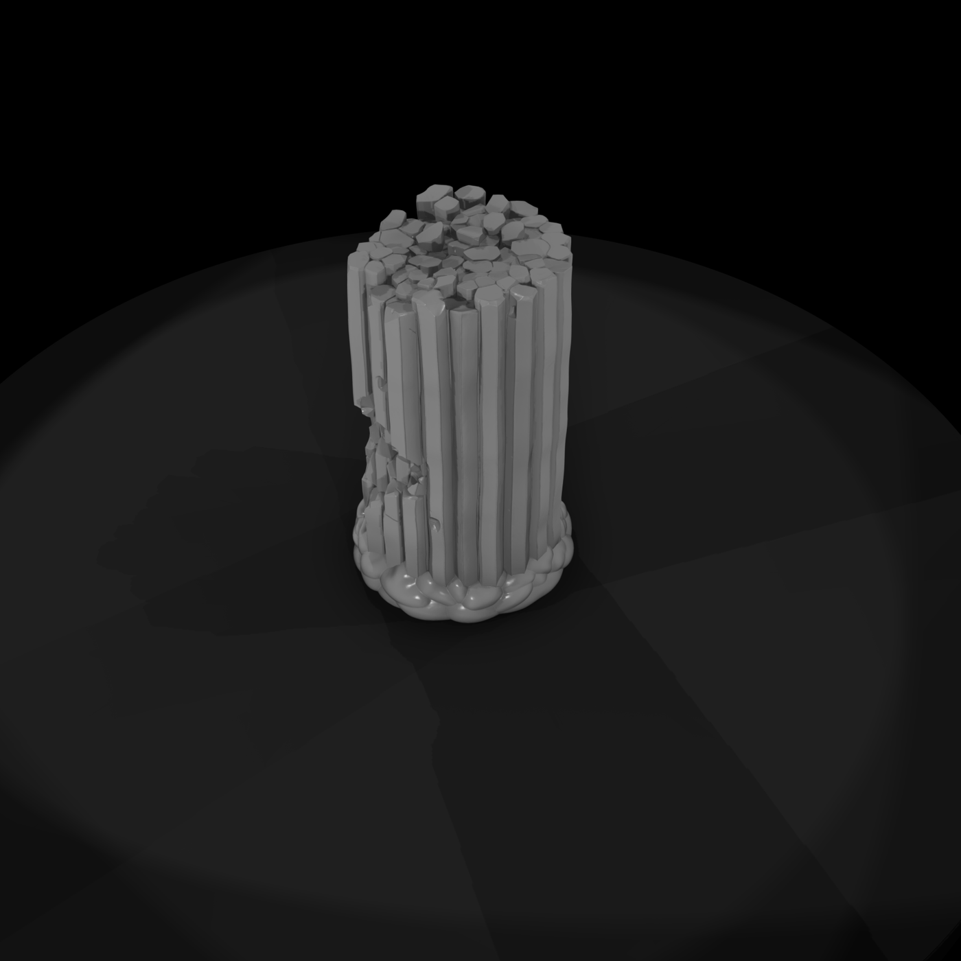 Stylized Damaged Columnar Basalt Pillar
