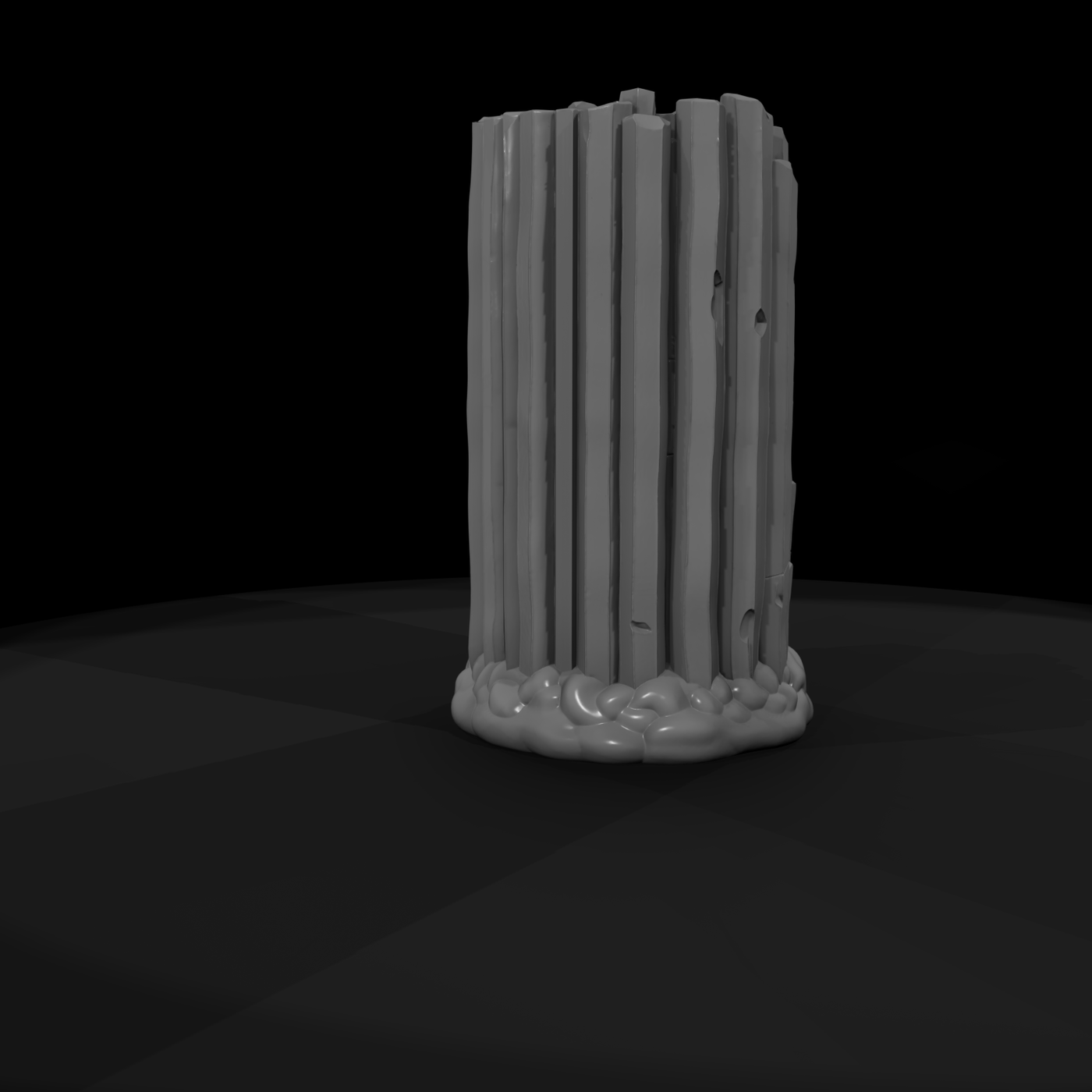 Stylized Damaged Columnar Basalt Pillar