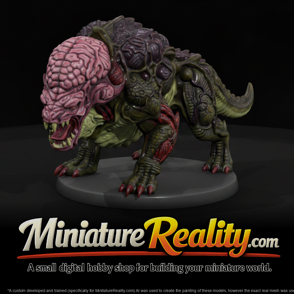 Stylized dark fantasy brain beast model EFIRS867, three-quarter view