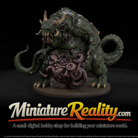 Stylized dark fantasy grotesque demon zdBdLfDp miniature, three-quarter view