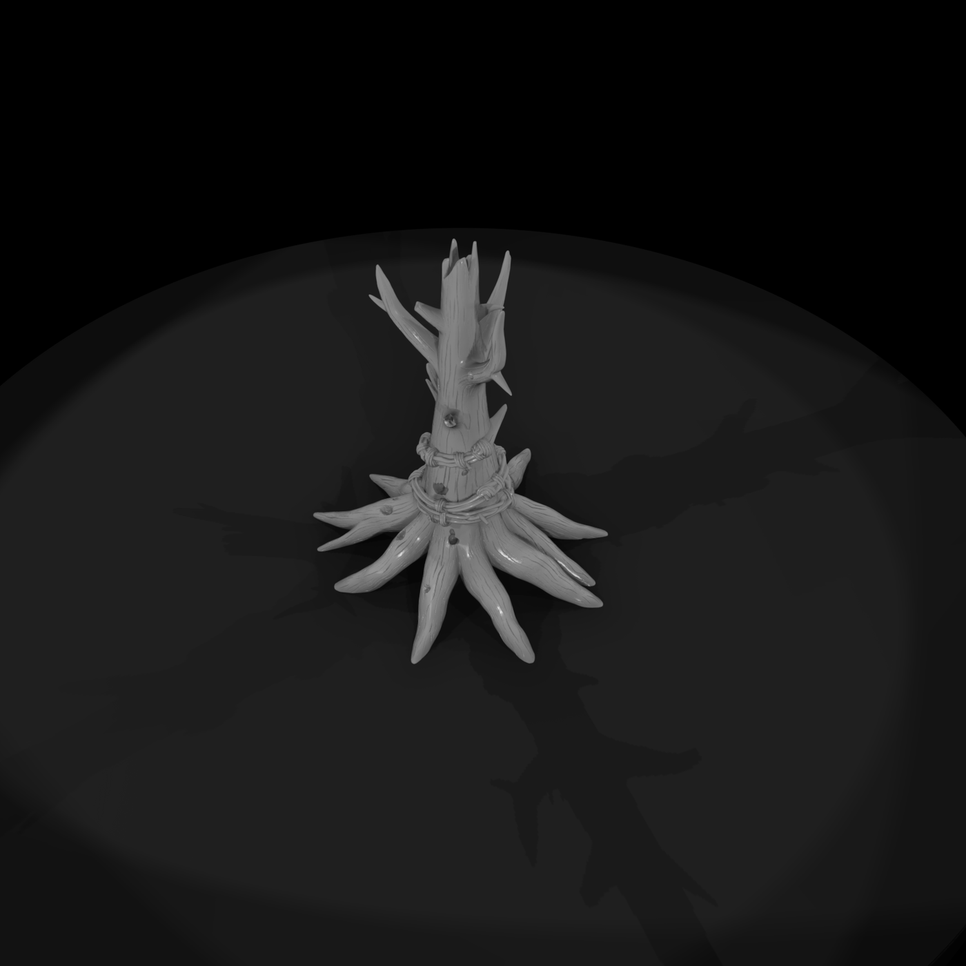 Stylized Dead Tree Stump with Barbed Wire — 3D Print-Ready