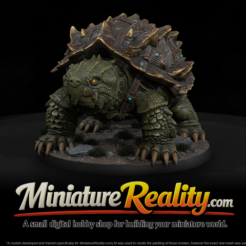 Stylized Fantasy Armored Snapping Turtle miniature, three-quarter view