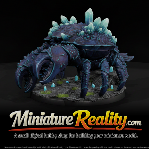 Stylized fantasy giant crystal crab CfNtCLTa miniature, three-quarter view