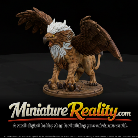 Stylized Fantasy Gryphon miniature, three-quarter view
