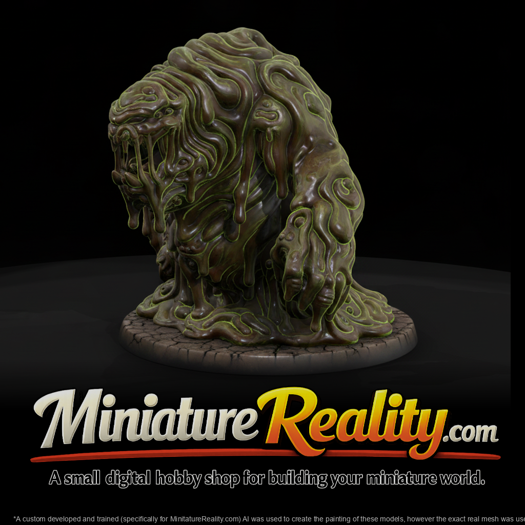 Stylized Fantasy Slime Ooze Monster miniature, three-quarter view