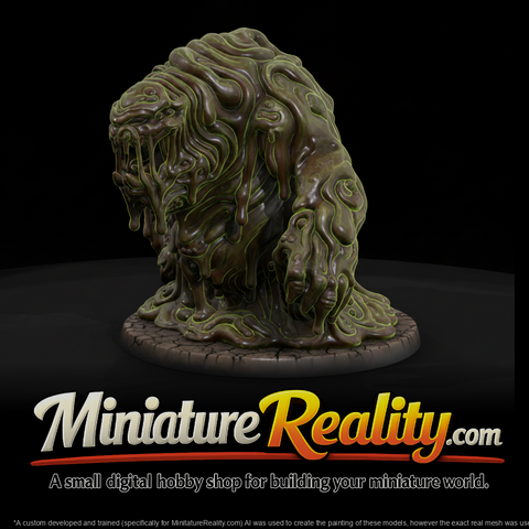 Stylized Fantasy Slime Ooze Monster miniature, three-quarter view