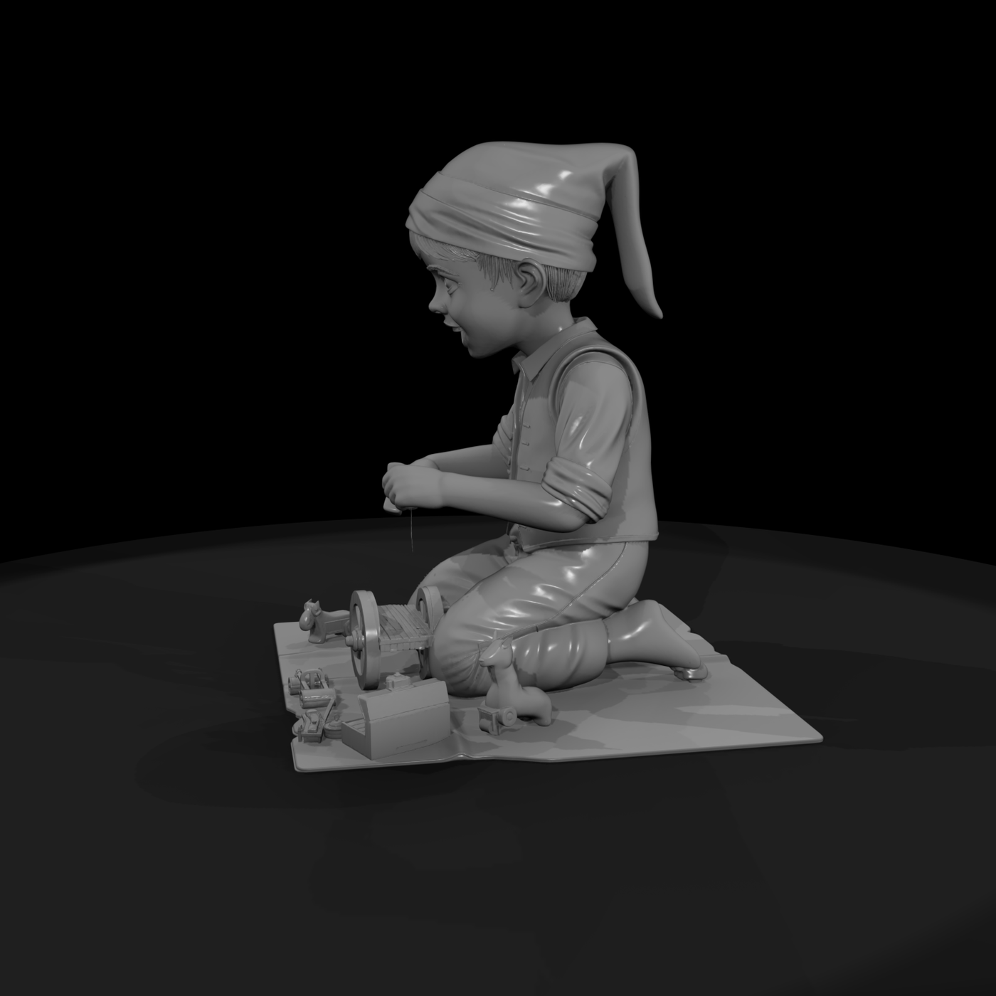 Stylized Farm Boy on Scenic Base — (HO /