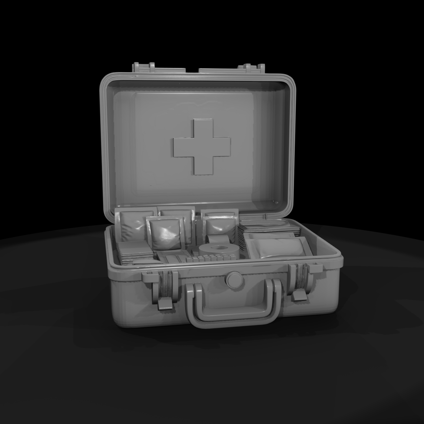 Stylized First Aid Kit with Medical Supplies (3D Printable)