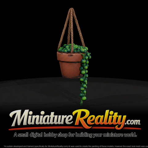Stylized hanging string of pearls planter model jdsKeIMh, three-quarter view