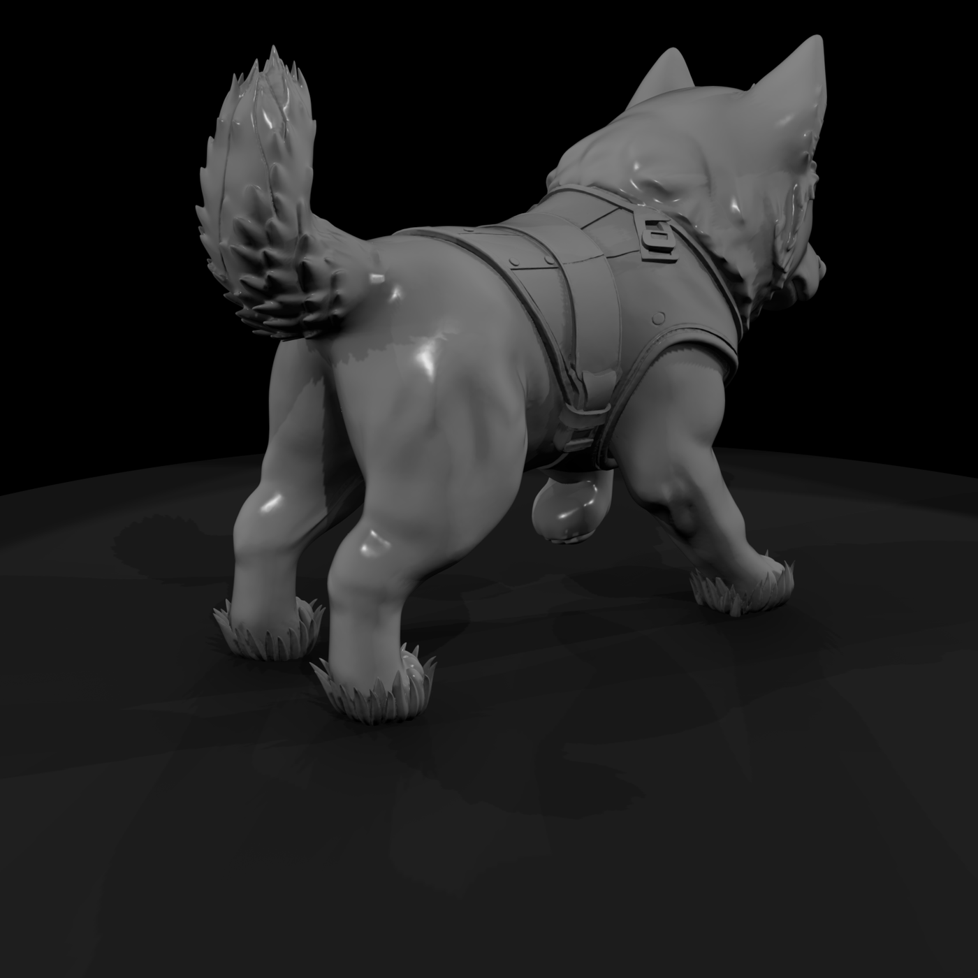 Stylized Husky Puppy with Tactical Harness — 3D Printable Miniature