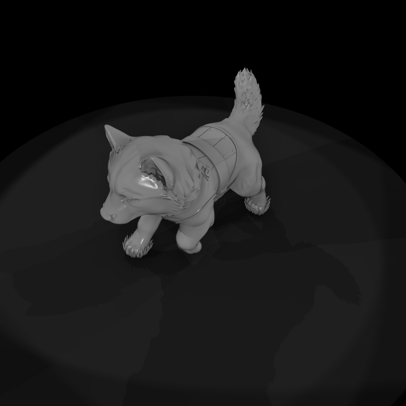 Stylized Husky Puppy with Tactical Harness — 3D Printable Miniature