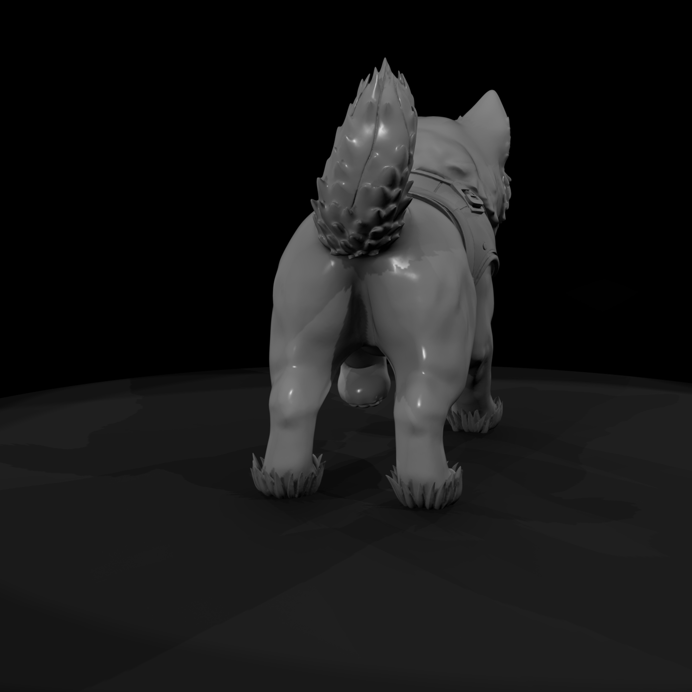 Stylized Husky Puppy with Tactical Harness — 3D Printable Miniature