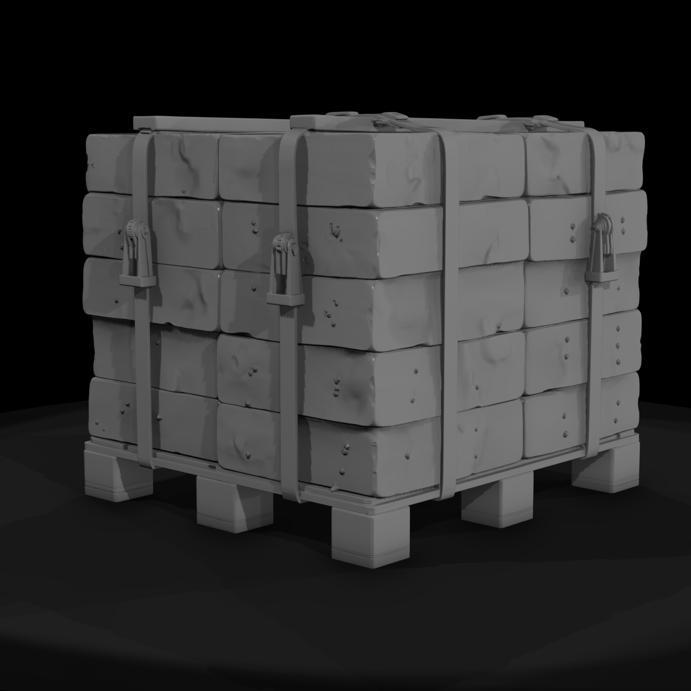 Stylized Industrial Stone-Paver Cargo Crate