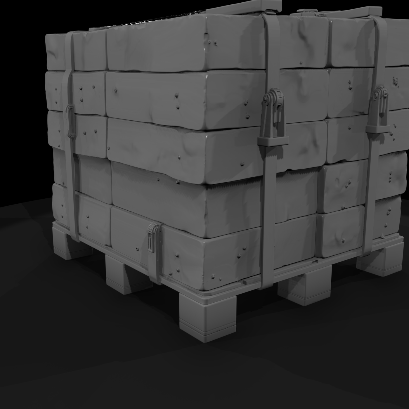 Stylized Industrial Stone-Paver Cargo Crate