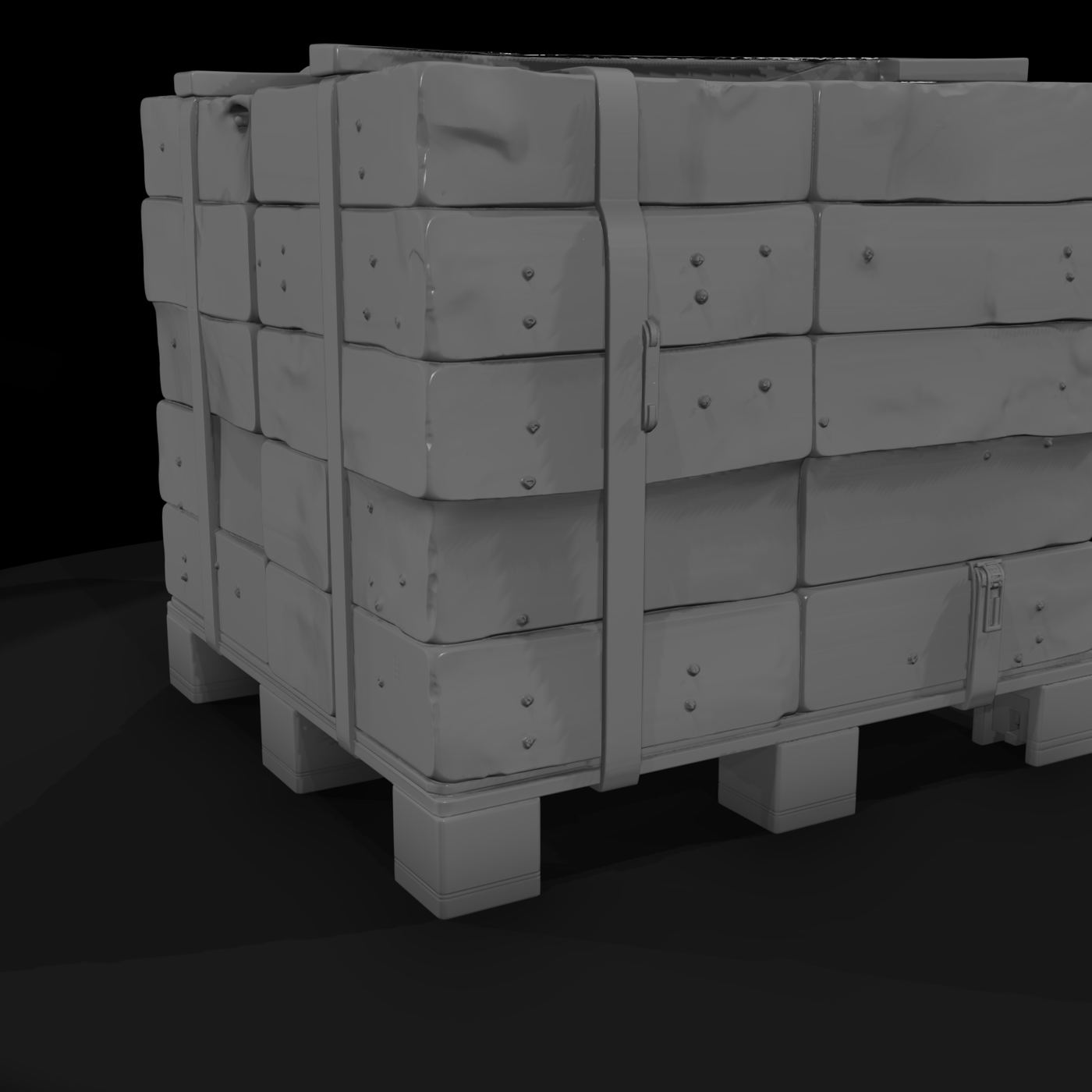 Stylized Industrial Stone-Paver Cargo Crate