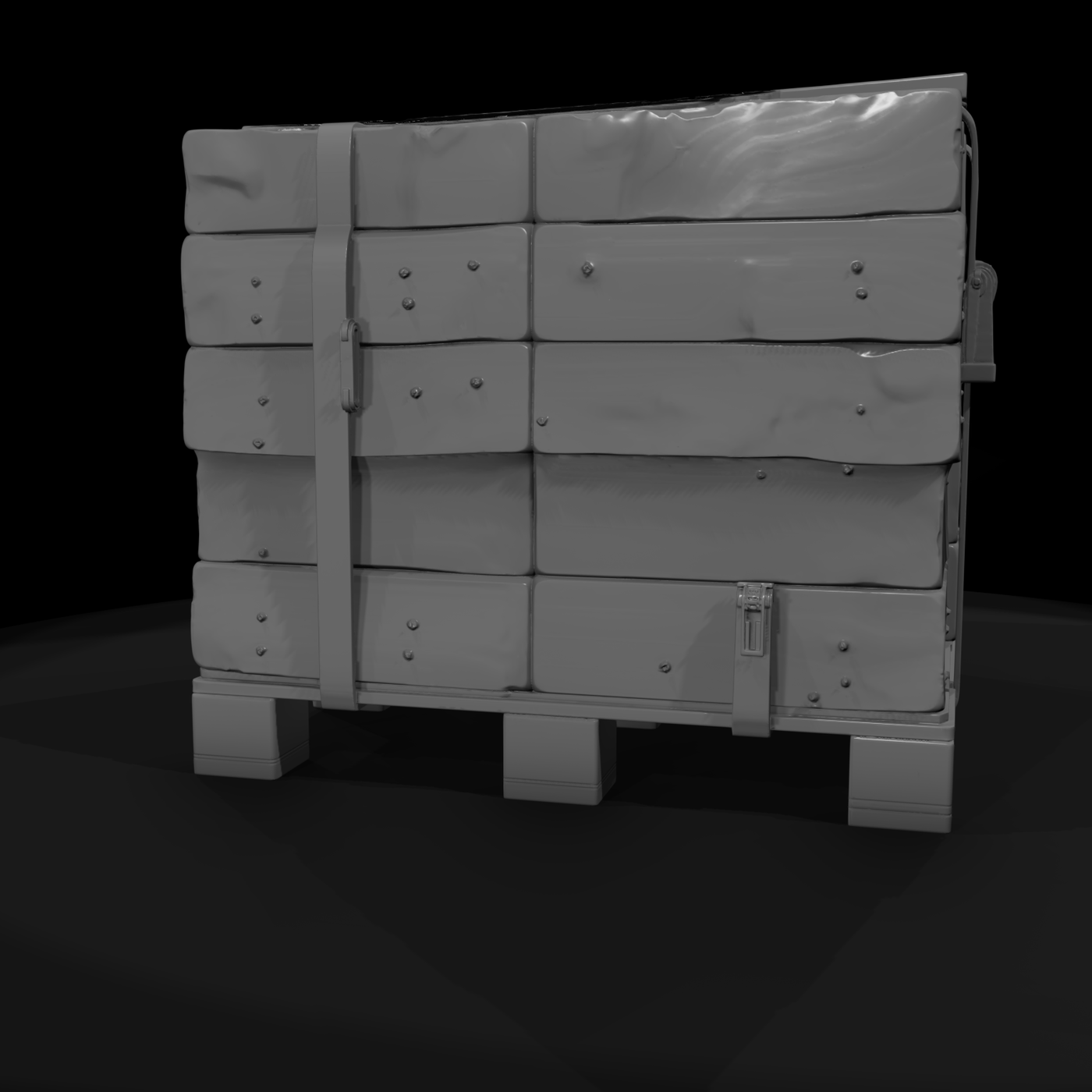Stylized Industrial Stone-Paver Cargo Crate