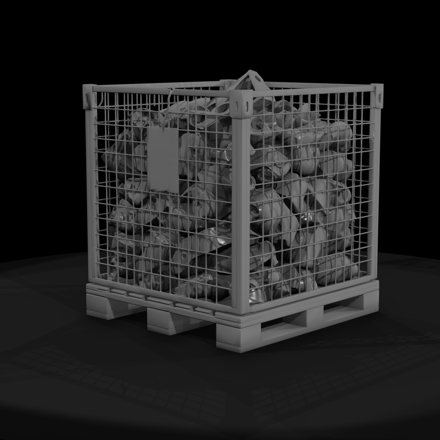 Stylized Industrial Wire Mesh Pallet Cage — 3D Printable