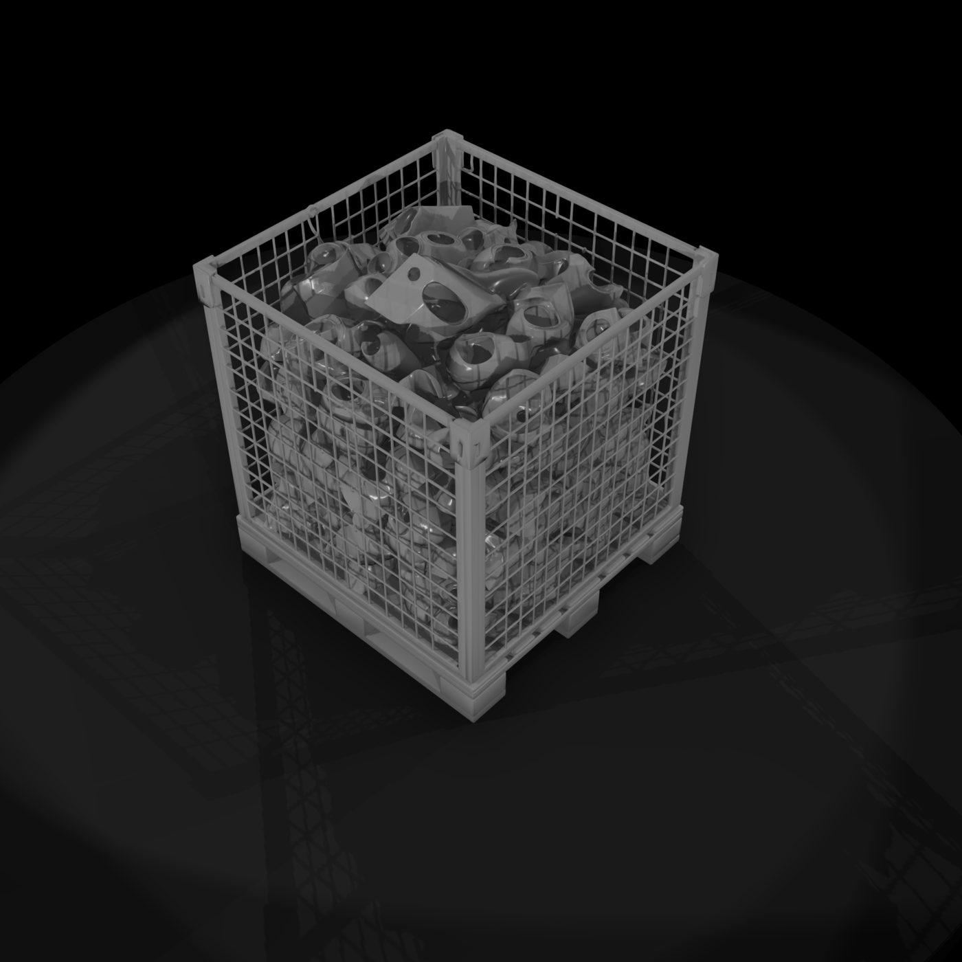 Stylized Industrial Wire Mesh Pallet Cage — 3D Printable