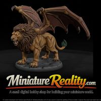 Stylized Manticore Fantasy miniature, three-quarter view — thumbnail 1