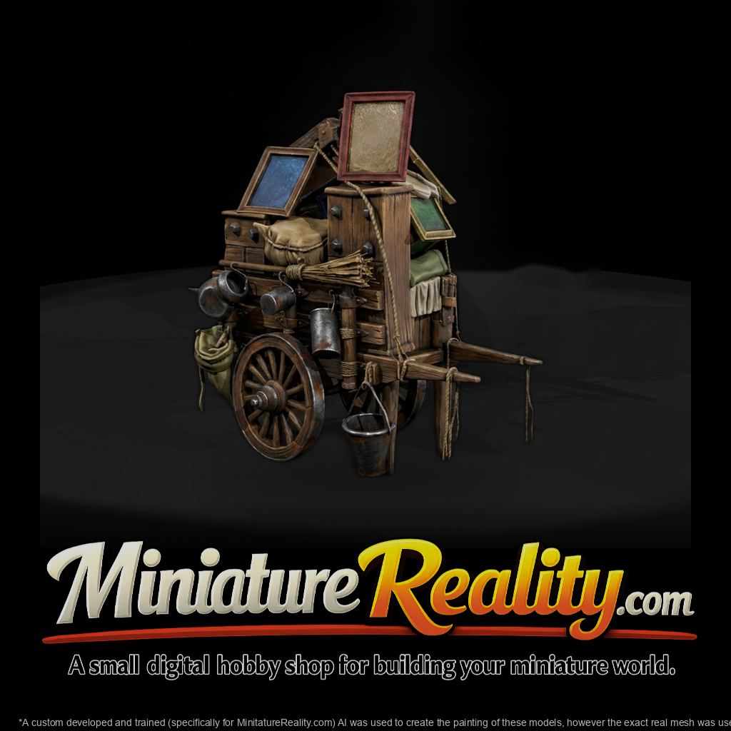 Stylized Medieval Merchant Push Cart